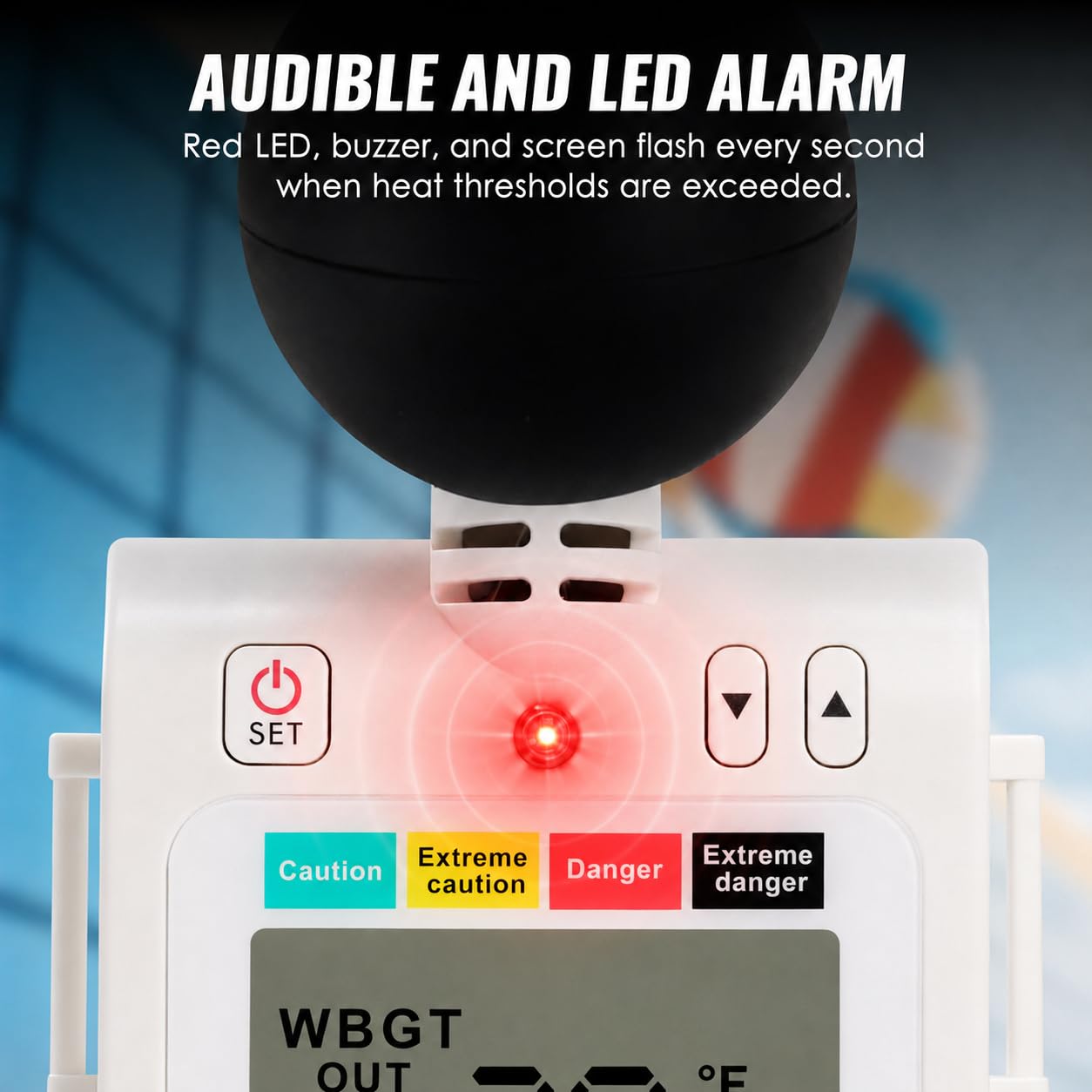 WBGT + HI Chaleur Vérificateur Chaleur Stress Mètre Humide Ampoule Globe Température Humidité Portable Testeur