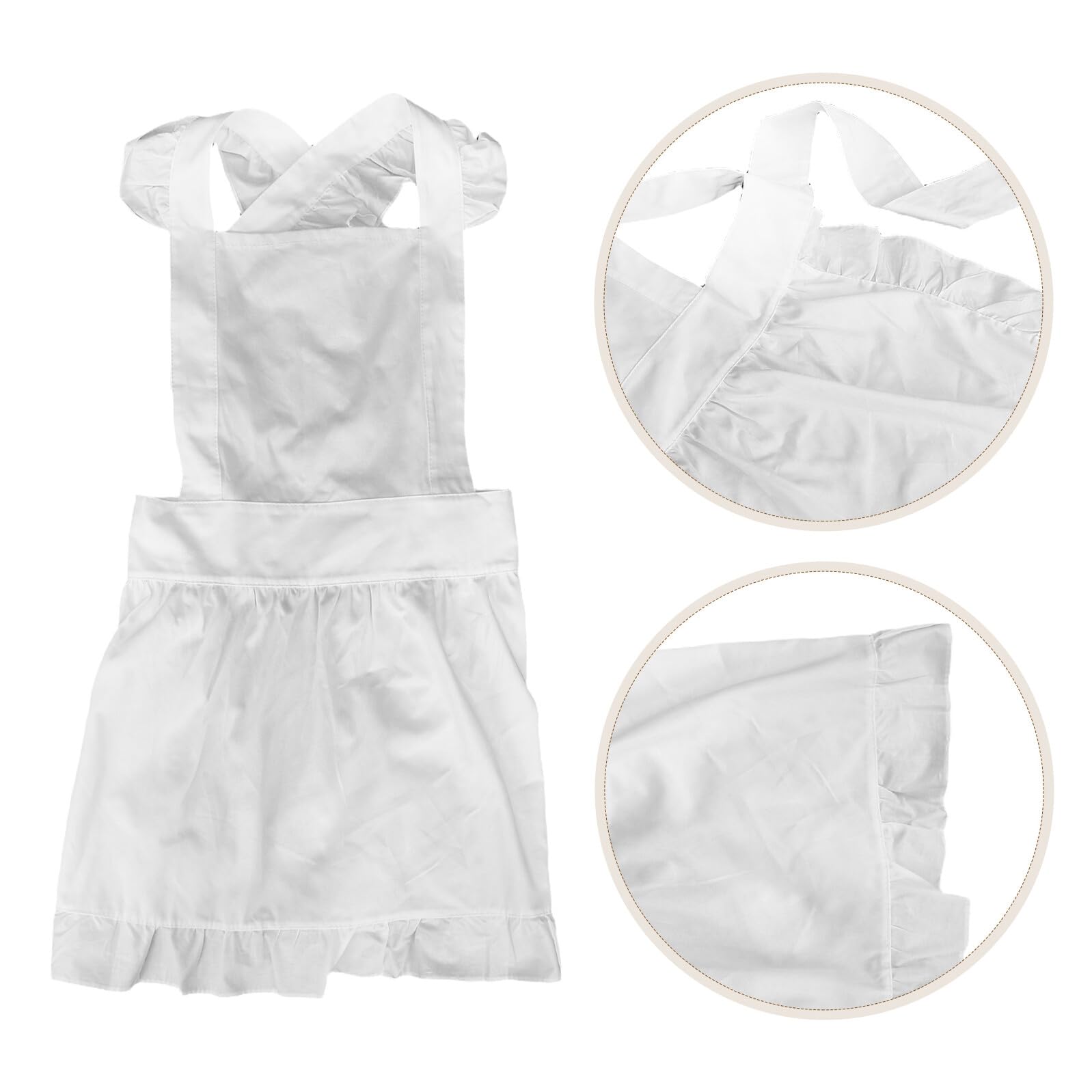 NUOBESTY Grembiule da Cameriera in Cotone Bianco con Tasche Regolabile Gonna Grembiule Lunga Vintage per Donna Professionale per Ristoranti e Hotel