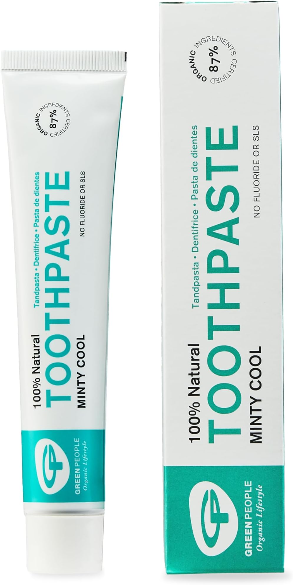 Green People - Minty Cool Toothpaste - 100% Natural Mint - Fluoride & SLS Free - for Sensitive Gums - Vegan, 50ml