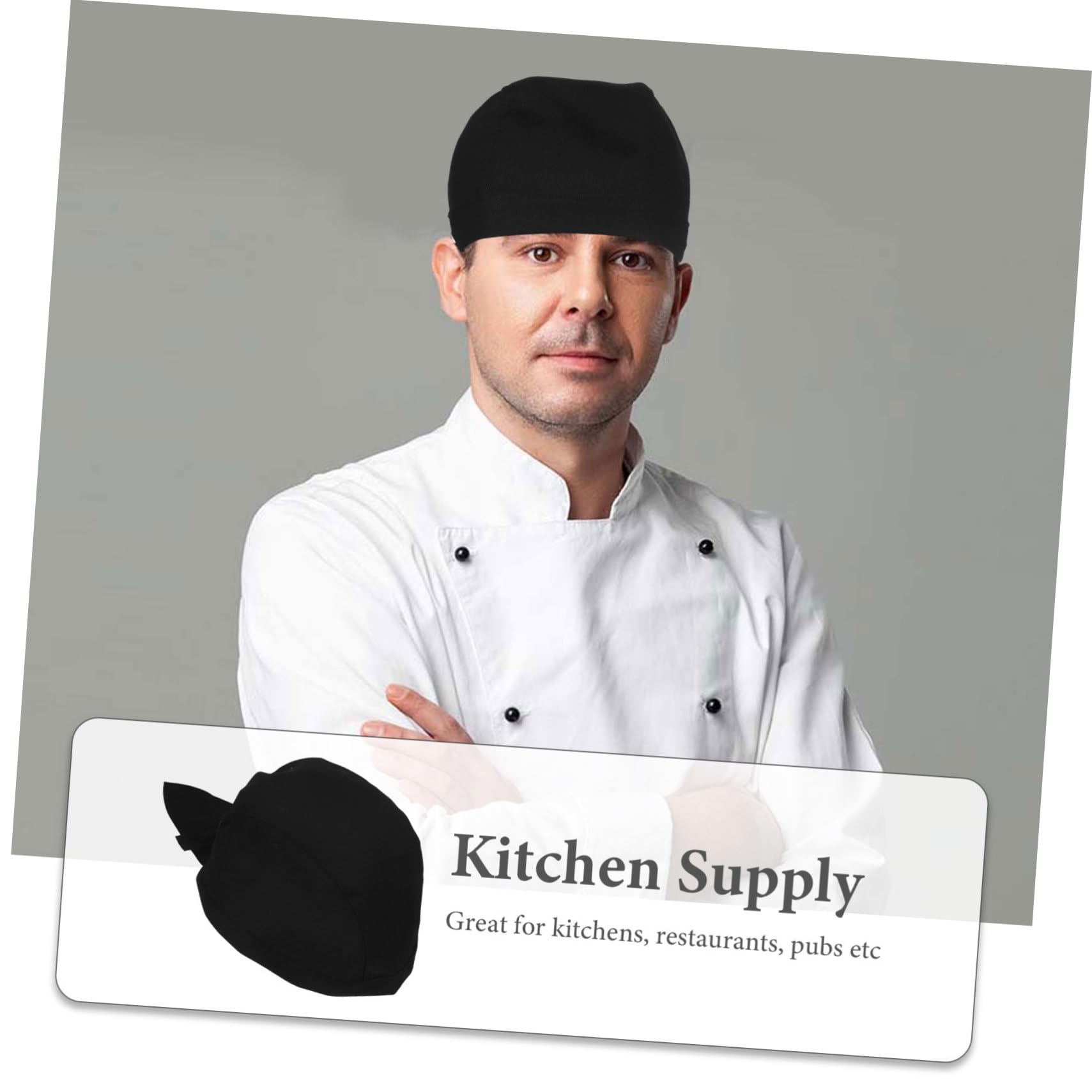6 Gorros de Chef Protegen del Aceite Negro de Algodón Resistentes al Desgaste para Cocineros en Barbacoa y Café