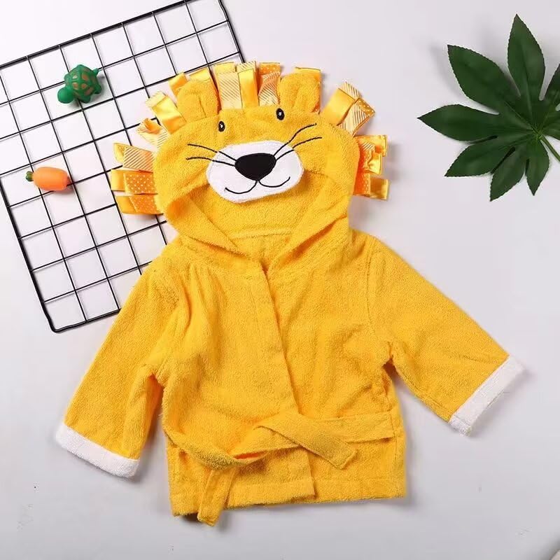 Image of Baby Boy Bathrobe Hooded Towels Unisex Infant Bath robe Towel For Toddle Terry Ultra Absorbent Durable Blankets