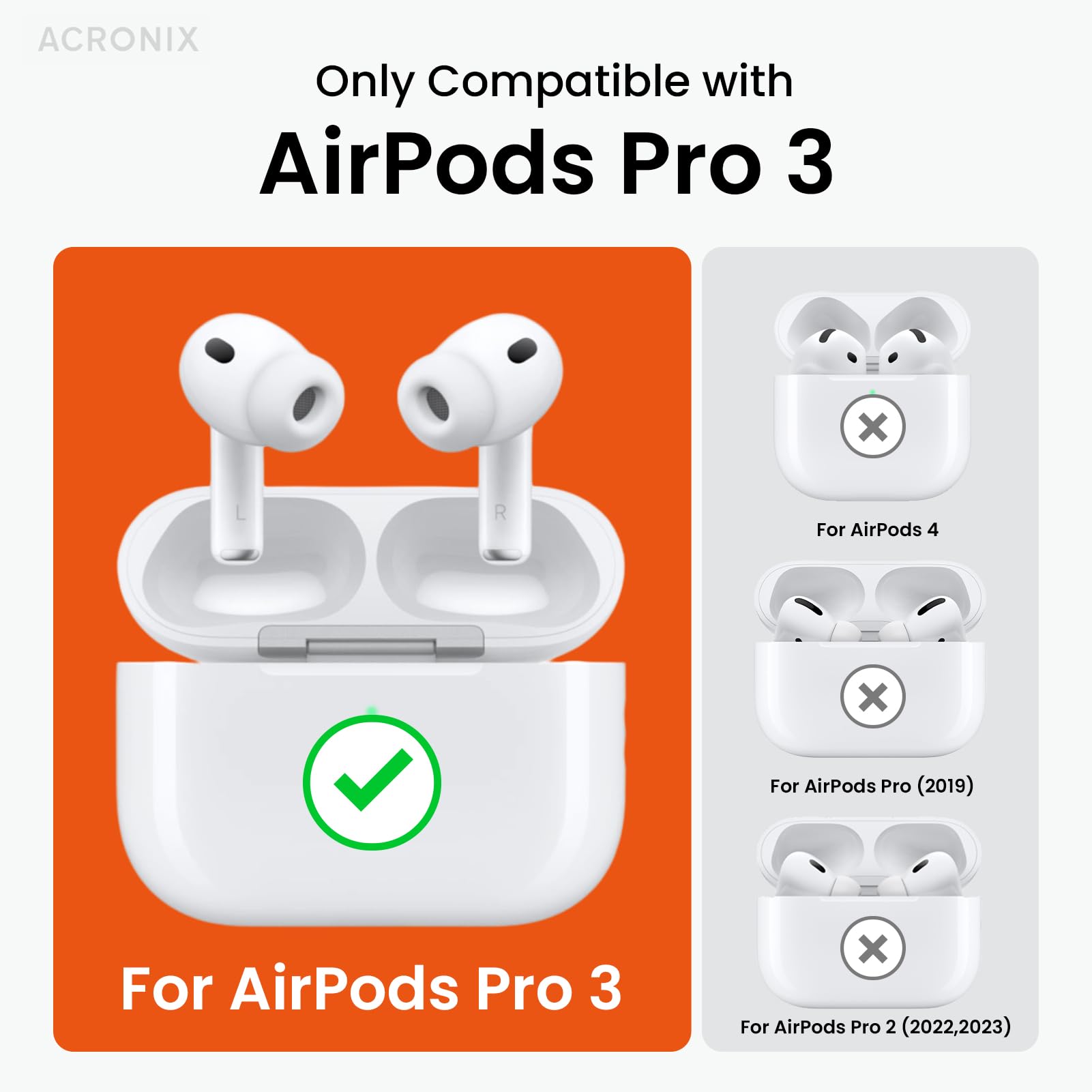 ACRONIX Etui na słuchawki AirPods Pro 3 2025, miękkie etui TPU do Apple AirPods Pro 3 z paskiem na rękę, skórzany design w dotyku, tekstura drzewa Airpods Pro 3 Case - pomarańczowe