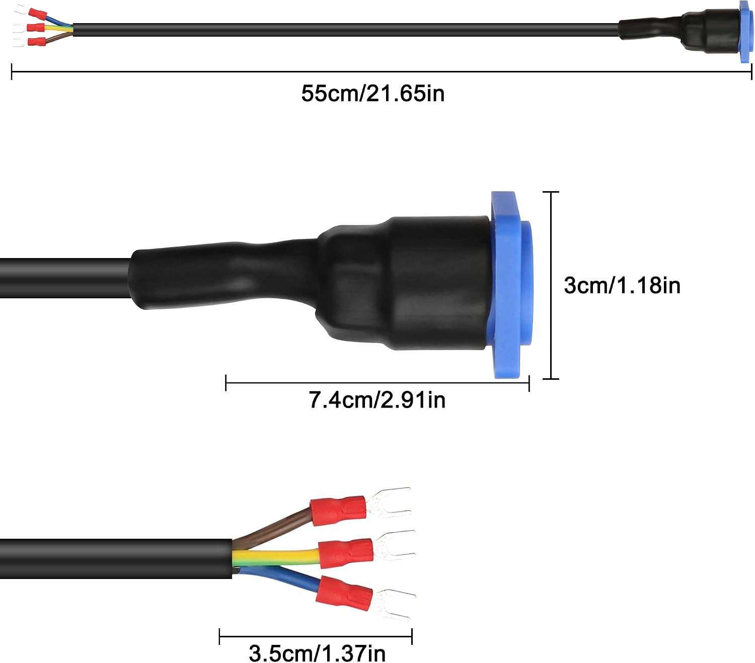 XMSJSIY PowerCon Input Female PanelMount to Y Spade Plug Cord 20A/250V 3Pin