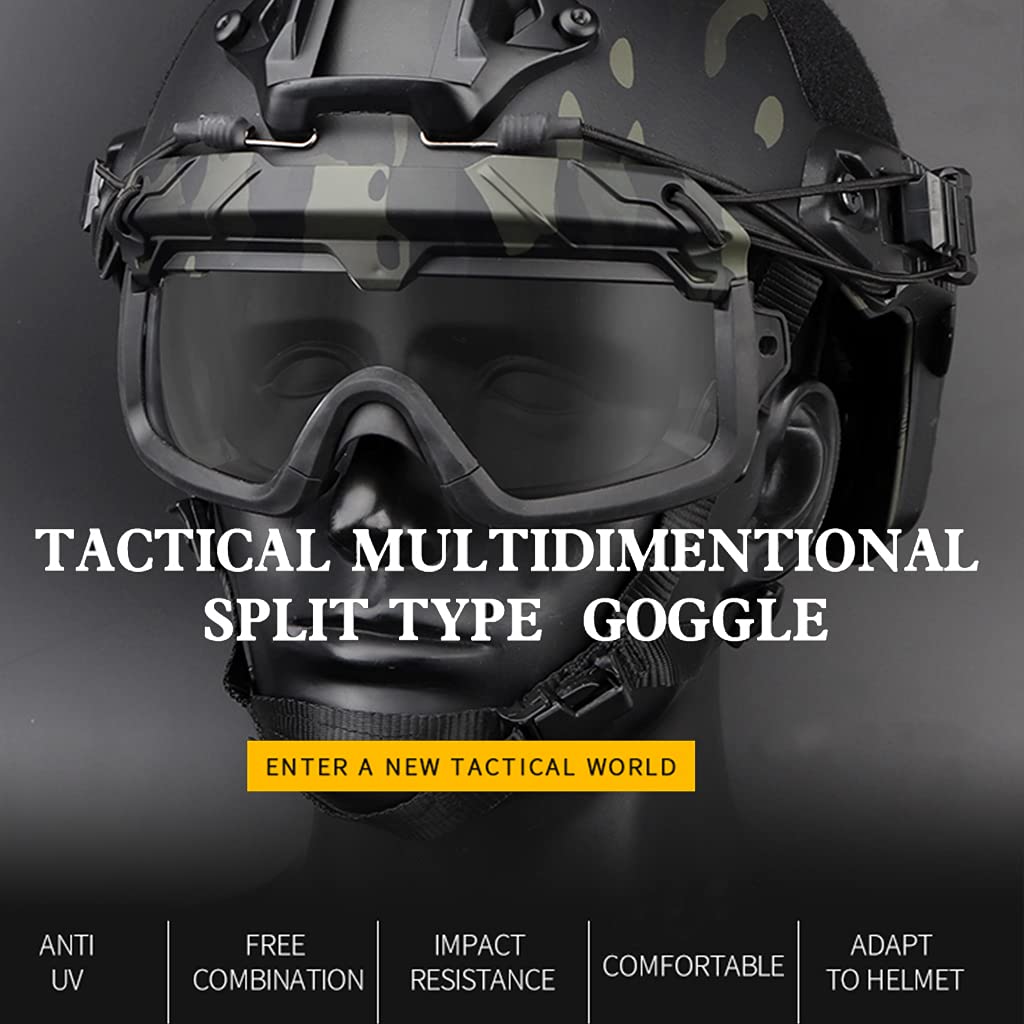 YABEME Occhiali di Protezione di Sicurezza Tattici Antiappannamento - 2 modalità, per Escursionismo Militare, CS Airsoft Paintball, Tiro A Segno, Caccia, Equitazione, Ciclismo,Verde