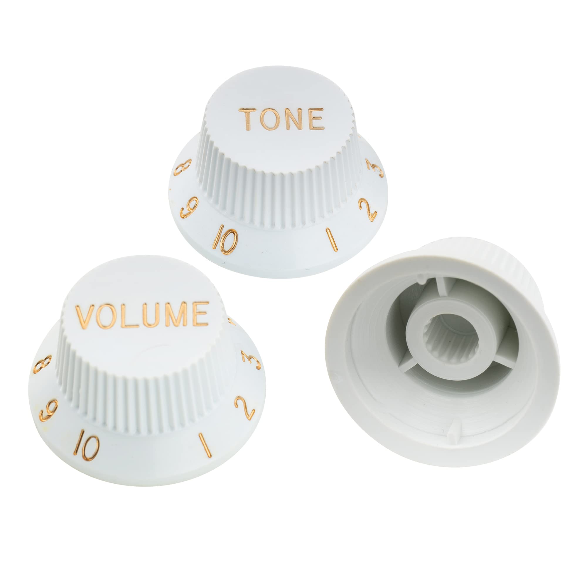 Musiclily Pro Metryczna Gałka Potencjometru Strat 1 Volume 2 Tone Knobs Set do Gitary typu Stratocaster, Biały (3 szt.)