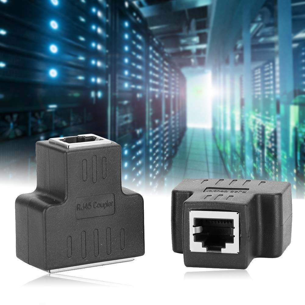 2 SZTUK Adapter Kabla Ethernet, 1 do 2 RJ45 żeński LAN Ethernet Splitter Kabel Adaptera, Szybki łącznik RJ45 Ethernet Extender Plug & Play dla Koncentratorów Przełączniki