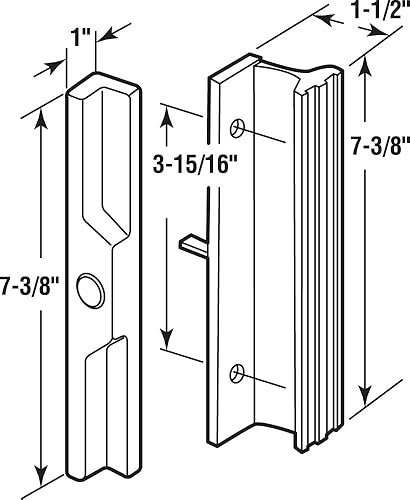 Miniatura 2 de Prime-Line C 1058 - Manija para puerta corrediza de patio de 3-1516 pulgadas, color negro, estilo embutido (paquete individual)