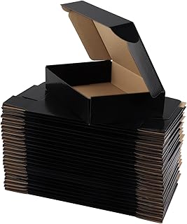 Hoikwo 25 Pack 9x6x2 Shipping Boxes for Small Business, Black Packaging Cardboard Boxes, Moving Mailing Packing Box