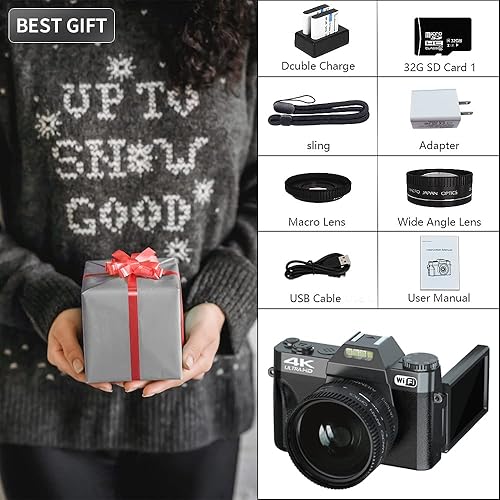 Miniatura 3 de WIKICO Cámara de vlogging 4K 48MP Cámara digital para fotografía en YouTube con WiFi luz de relleno enfoque manual zoom digital 16X lente gran