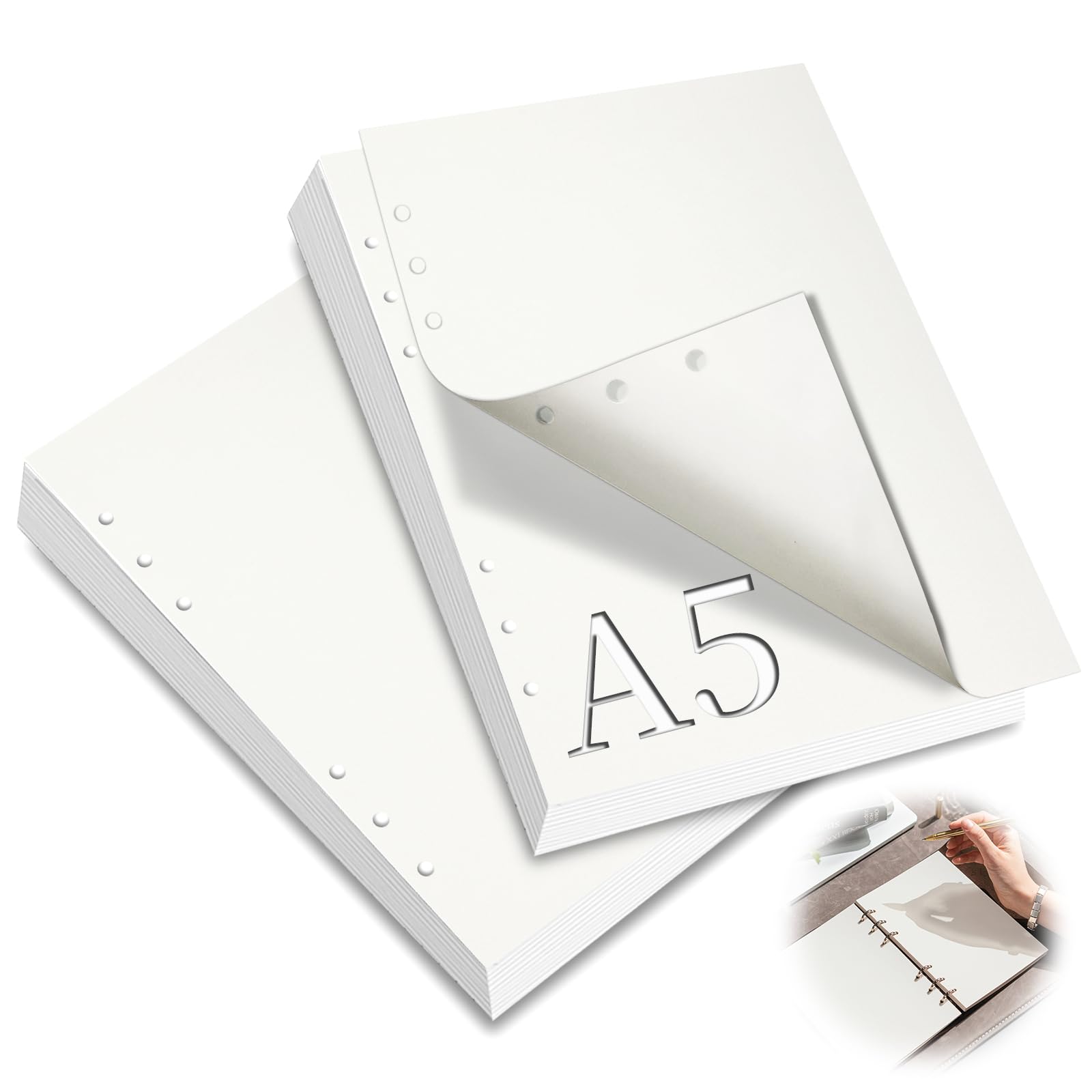 mawmuaw A5 Refill Paper Blank, 2 Pack Refill Pad 120 Sheets/240 Pages