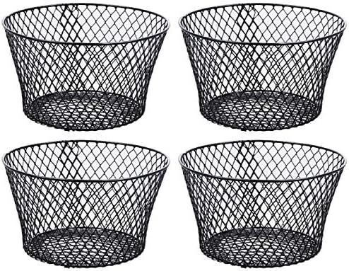 Small Metal Rectangular, Oval and Round Wire Baskets with Handles, Black and White, 4-ct Sets (Round Black Without Handles) image 4