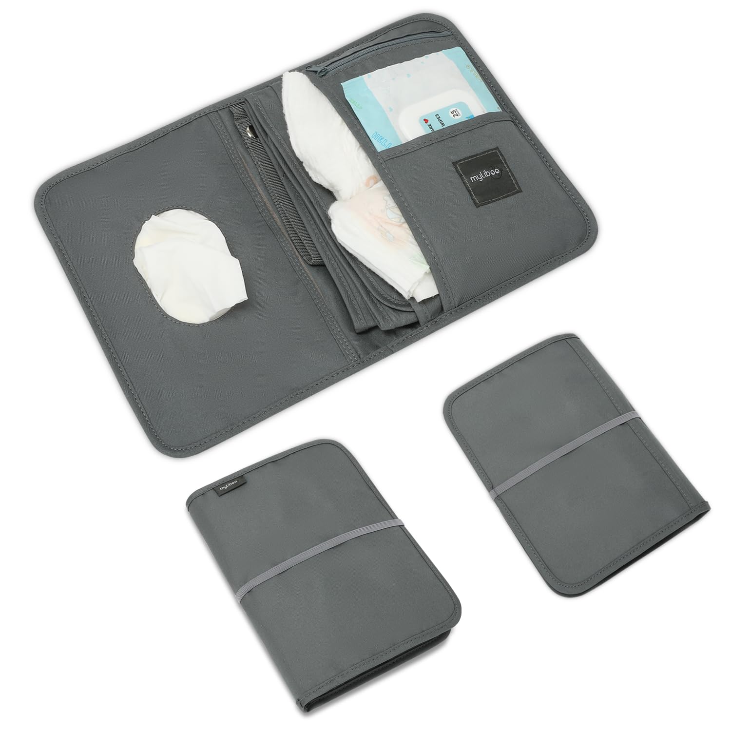 myliboo Baby Windeltasche mit Wickelunterlage für Unterwegs, Wickeltasche Organizer,Baby Must Have, Praktisch, Stilvoll, Abwaschbar, Wasserabweisend, Hygienisch, für unterwegs (Olivegrau)