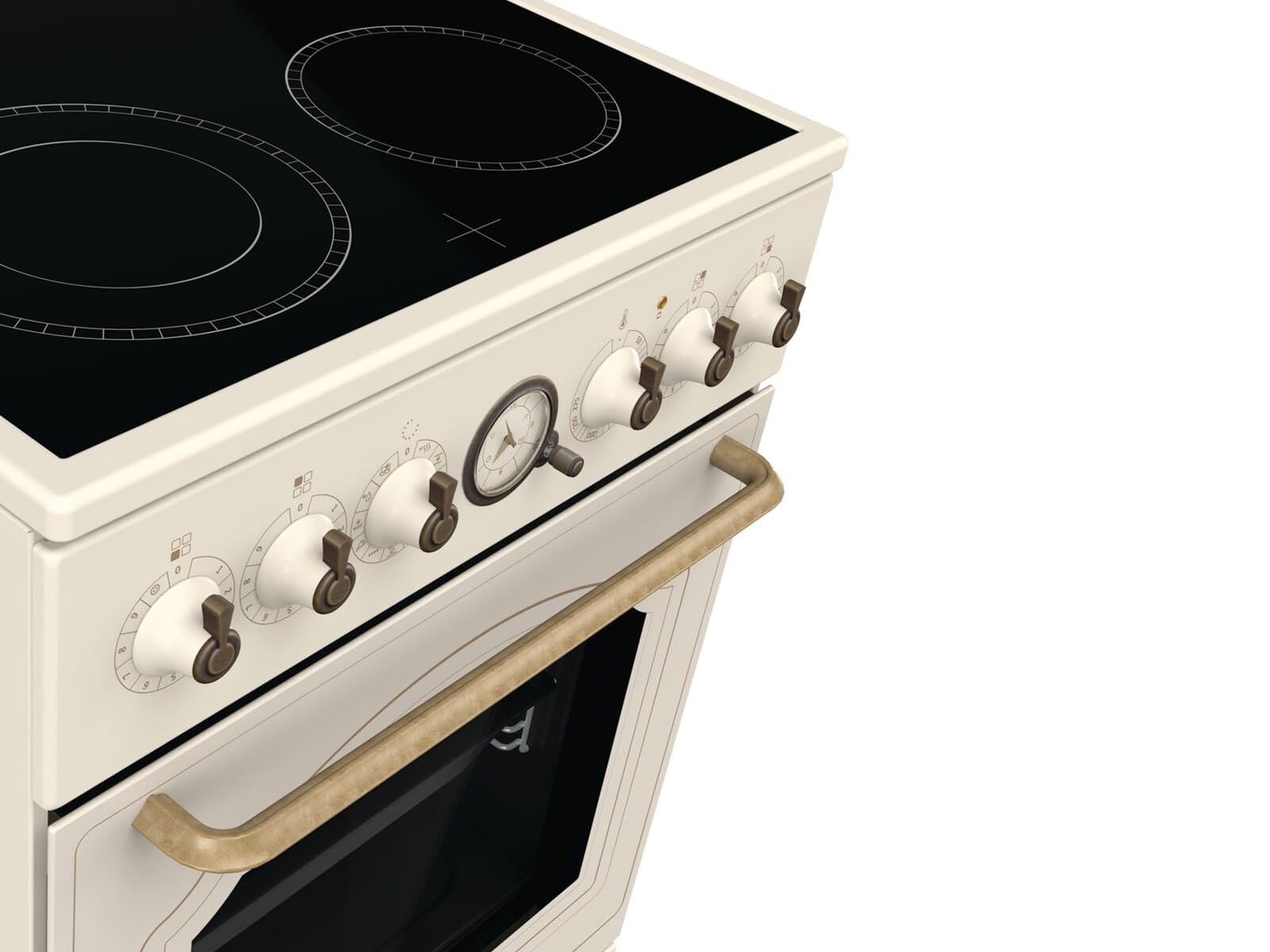 Gorenje Classico GECS 5B70CLI Electric Cooker with Ceramic Hob / Retro Design / 50 cm / 70 Litres / Gentle Close / Fast Heating / AirFry / ExtraSteam / Pizza Mode / AquaClean