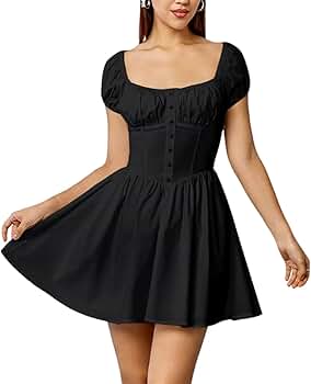 JKMNAO Women's 2025 Summer Square Neck Corset Causal A Line