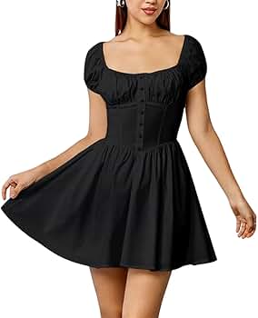 JKMNAO Women's 2025 Summer Square Neck Corset Causal A Line