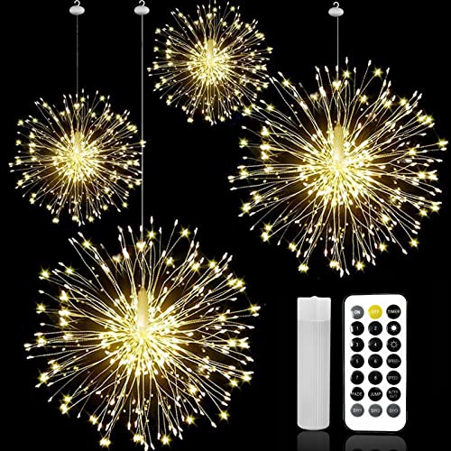 Lichterkette Feuerwerk, 4 Stück LED Lichterketten Warmweiß...