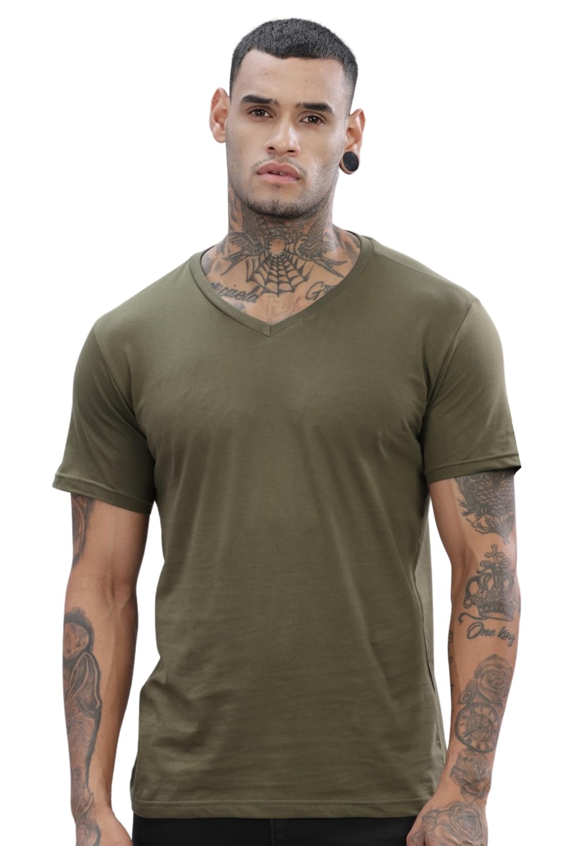 Men 100% Cotton Regular Fit V-Neck T Shirt, Ideal for Casual Wear, Workouts and Loungewear, Adding A Stylish Touch.-image-20