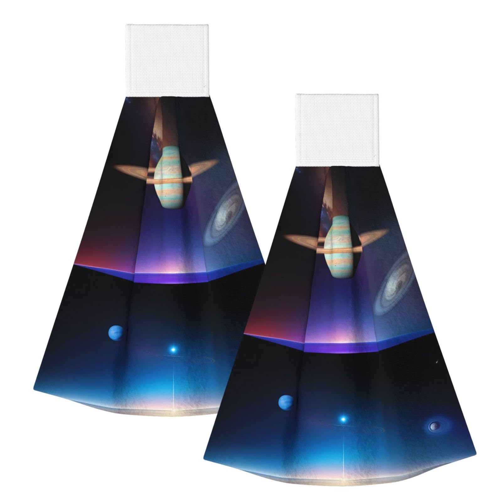 WUPngg Cosmic Saturn Bathroom Tie Towels/Dish Cloth,Kitchen Hanging Towel, Coral Fleece Dry Cleaning Hand Dishcloths One Size