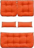 Vista 6 de QILLOWAY - Cojines de asiento de mimbre para patio al aire libre, juego de sofá, dos almohadas en forma de U, dos almohadas lumbares para muebles