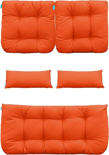 Miniatura 6 de QILLOWAY - Cojines de asiento de mimbre para patio al aire libre, juego de sofá, dos almohadas en forma de U, dos almohadas lumbares para muebles