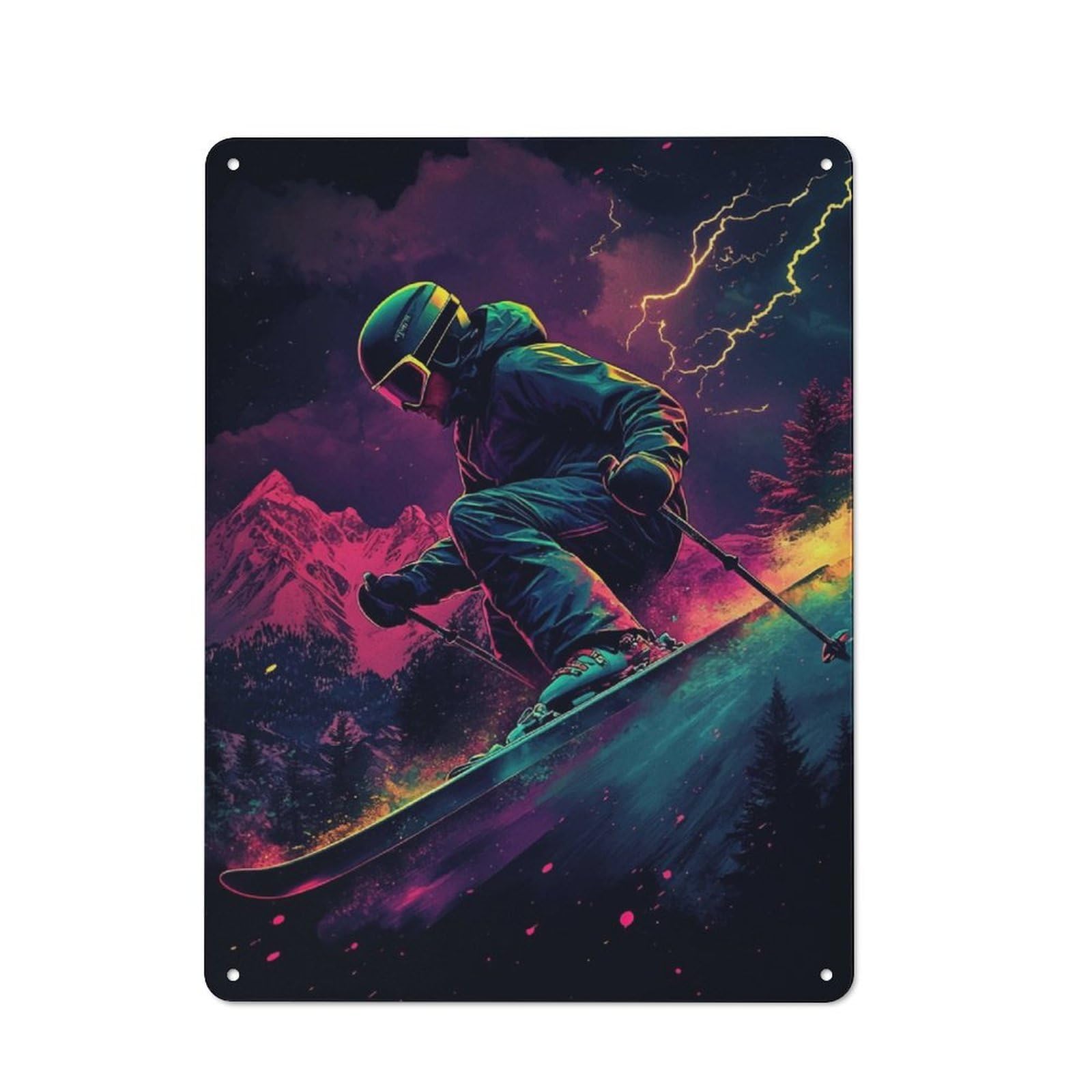 Junmoney Retro Ski Retro Metal Wall Sign 40X30cm For Guest Room Or Hallway, New-Space Wall Decor For Home Decor Collectors