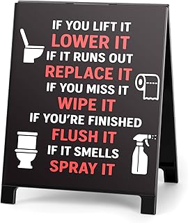 IF YOU LIFT IT LOWER IT Funny Bathroom Decor Reminder Decorative Sign Humorous Vanity Sign for Home Hotel Airport Restroom Toilet Gag Fun Gift for Coworkers Friends White Elephant Gifts