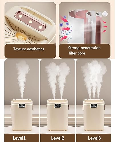 Miniatura 7 de Humidificador de aire para dormitorio, humidificador silencioso de niebla fría de 2 L, con pantalla digital y luz nocturna, 3 modos de niebla, para