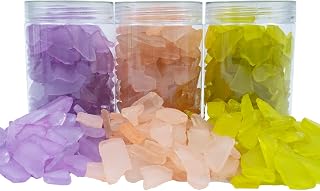 YINBEILIXU Sea Glass Pieces, Beach Seaglass Gravel Broken Glass Pieces for Resin Art Crafts, Aquarium Decor, Vase Fillers, Fairy Garden Home Decoration,16.93oz/480g (Rose&Orange&Orange Yellow)