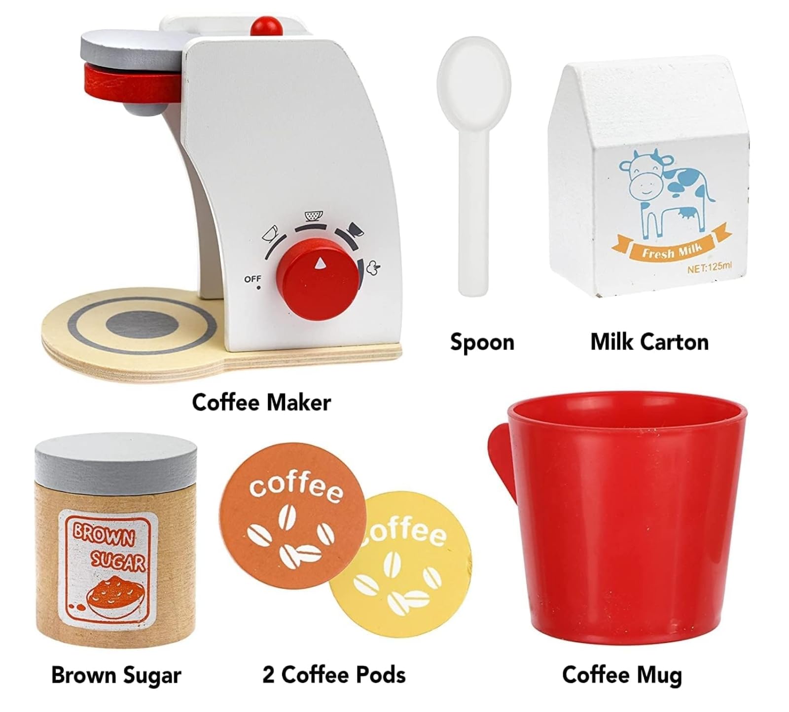 TOYARTSY Children Pretend Play Toys Wooden Coffee Maker Machine Early Education Simulation Toy 2