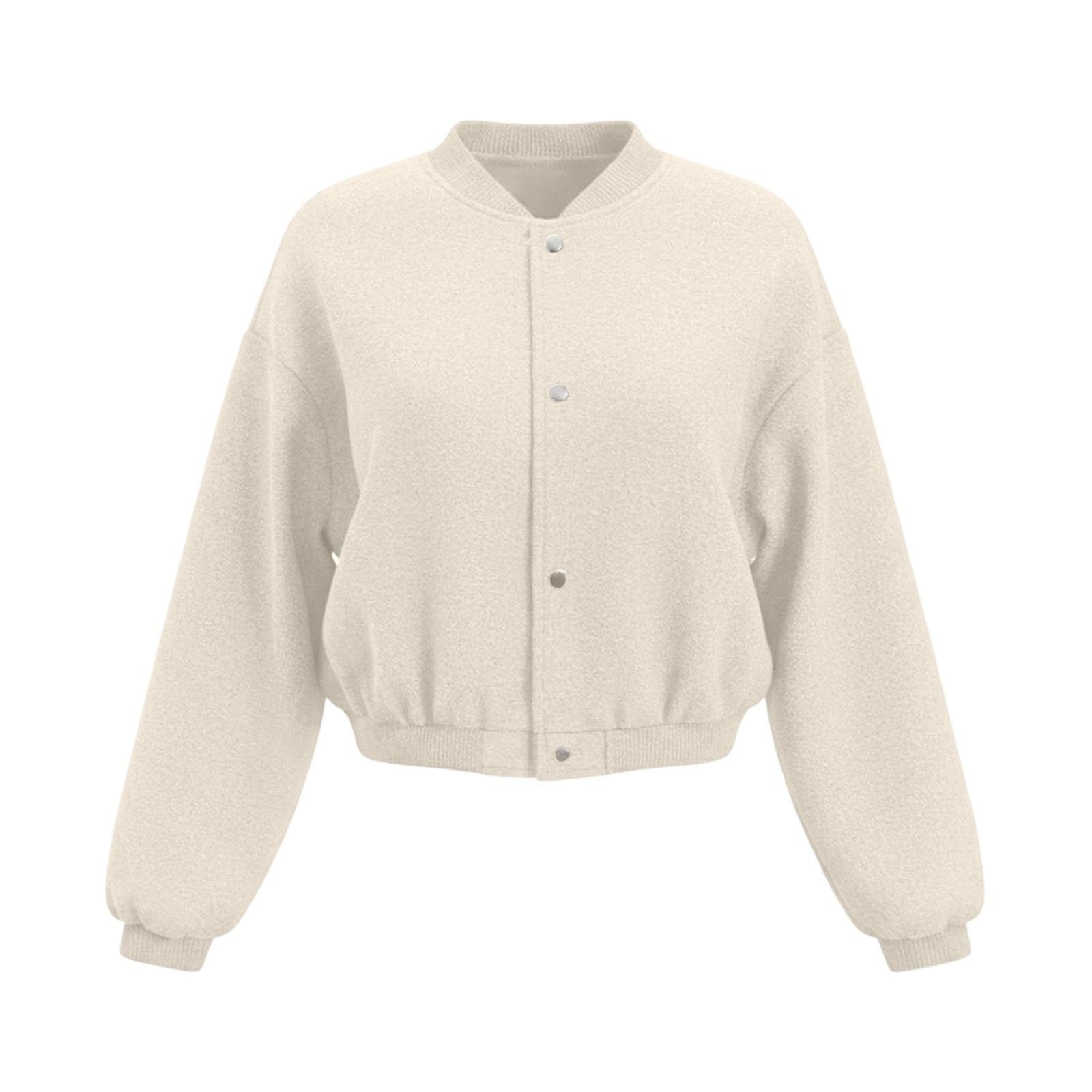 Damen Übergangsjacke Kurze Bomberjacke Casual Zip Up Sweatjacke Blouson Jacke Herbst Winter Outerwear Outdoor Cardigan Pullover Sweatshirt Y2k Sweater Knitted Top