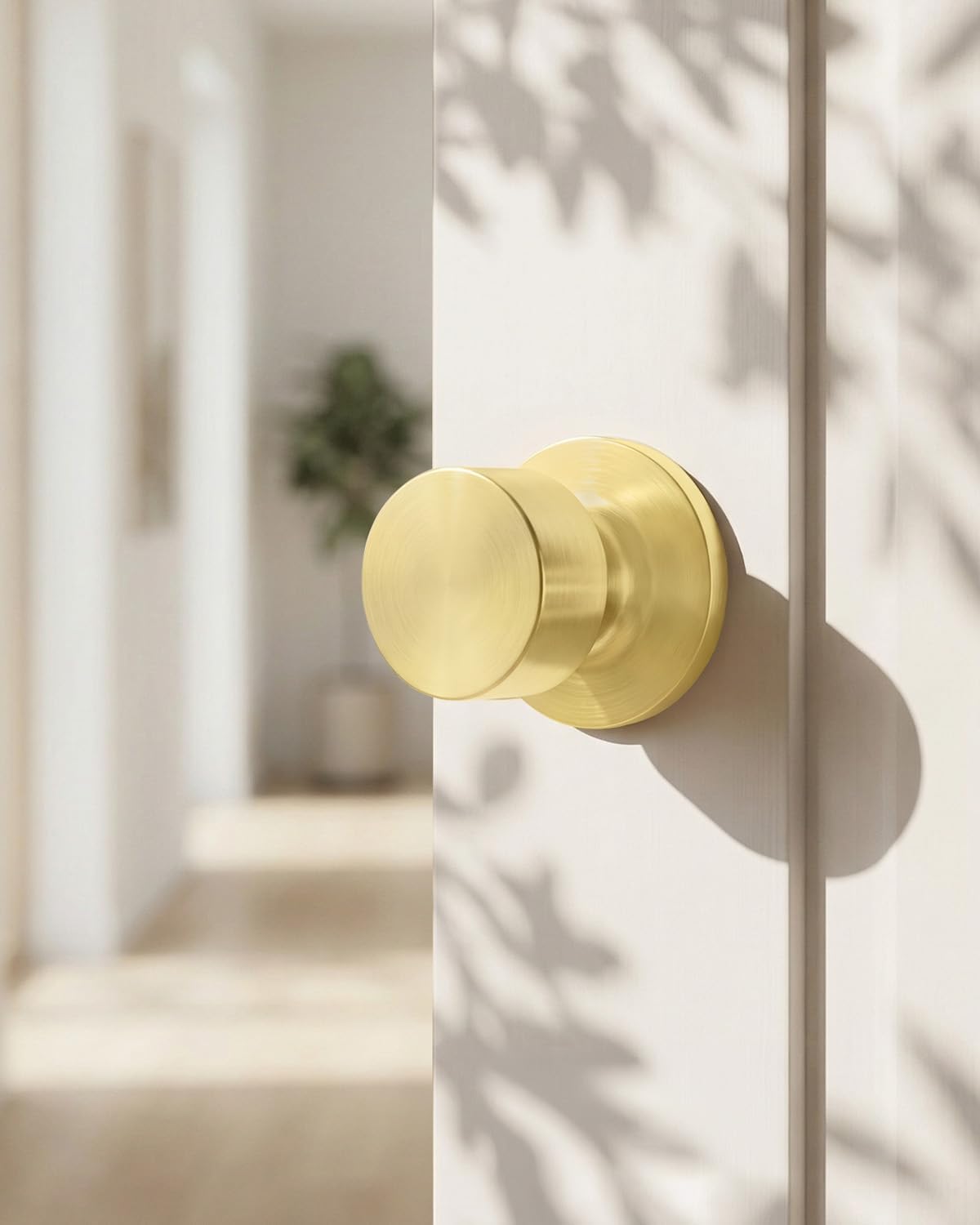 Goldenwarm Gold Door Knobs Interior, Closet Door Knobs Brushed Gold Door Knobs Interior Bulk Passage Door Knob Hallway (6 Pack)
