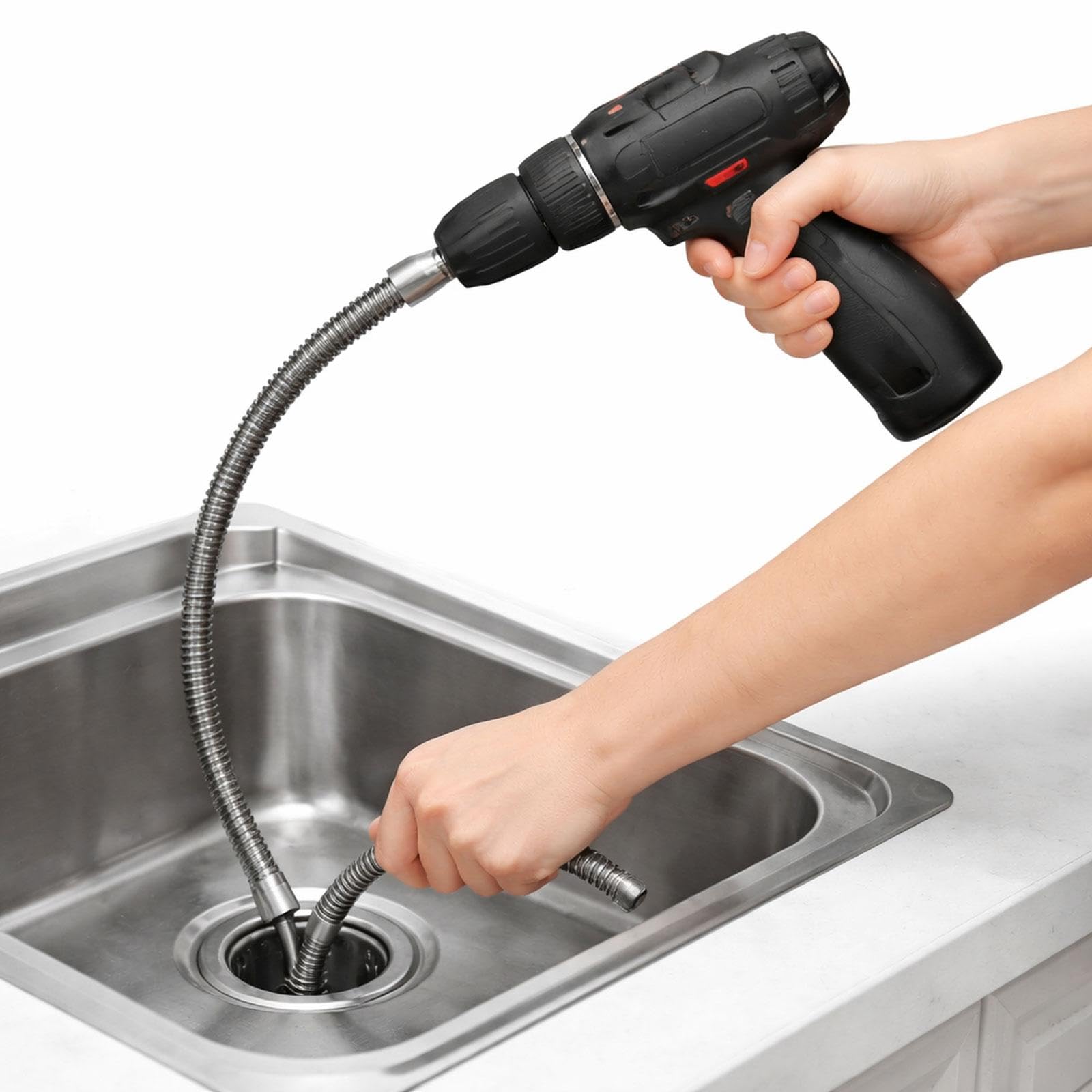 Herramienta para Limpiar Desagües, Serpiente Desatascadora, Tapón para Cabello, Acero, Fácil Instalación, Adecuada para Cocina, Baño Y Bañera, 10m