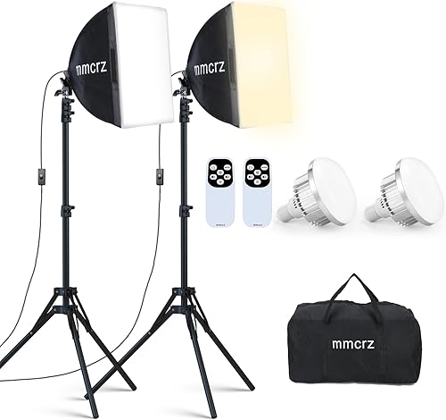 mmcrz Paquete de 2 kits de iluminaciĂłn profesional Softbox, luces de estudio de 16 x 16 pulgadas con bombillas LED E27 de 85 W 2700-6500 K, mmcrz Paquete de 2 kits de iluminaciĂłn profesional Softbox, luces de estudio de 16 x 16 pulgadas con bombillas LED E27 de 85 W 2700-6500 K,