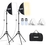 2Pack Professional Softbox Lighting Kit, 16'' x 16'' Studio Lights with 85W 2700-6500K E27 LED Bulbs, Continuous Lighting for Photography/Video Recording/Live Streaming