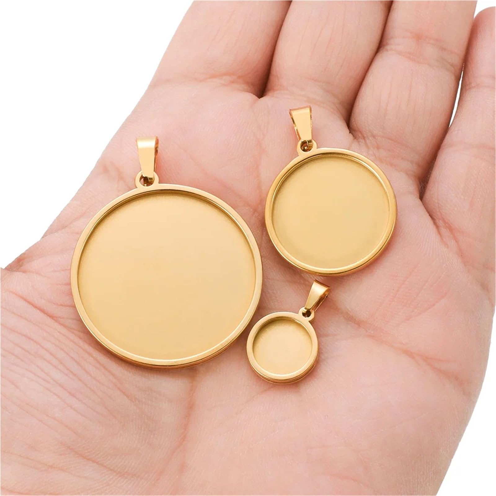 Supports pour pendentifs, Lunette camée cabochon vierge(Gold,30mm)