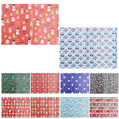 Cabilock 10 peças de papel de embrulho para presente de Natal, papel para embrulho com estampa de fl