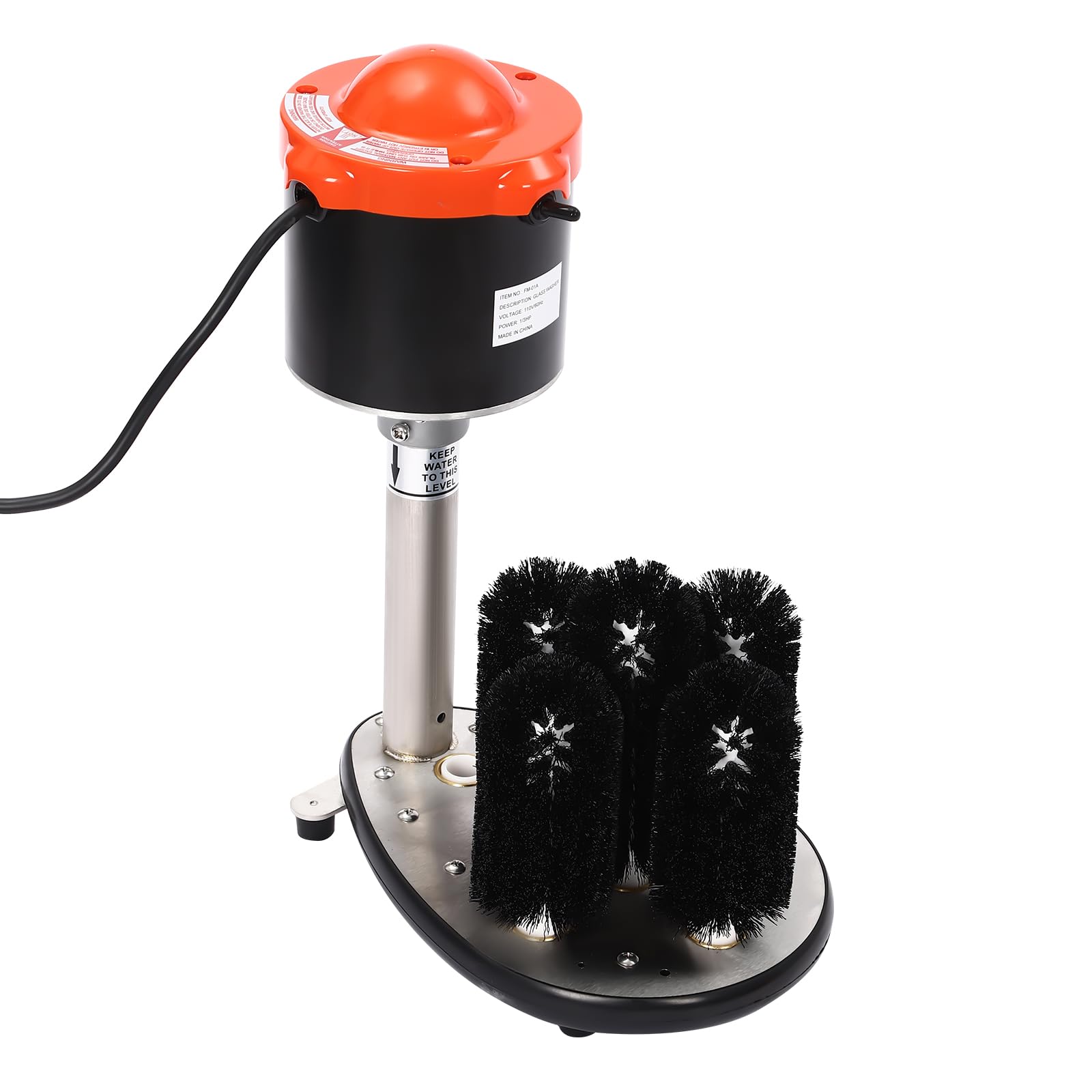 Electric Cup Washer, Commercial Glass Washer Wine Glass Cleaning Machine with 5 Cup Brushes for Hotel Banquet Cleaning Red Wine Glasses Glassware Washing, 800 Cups/Hour (Red)