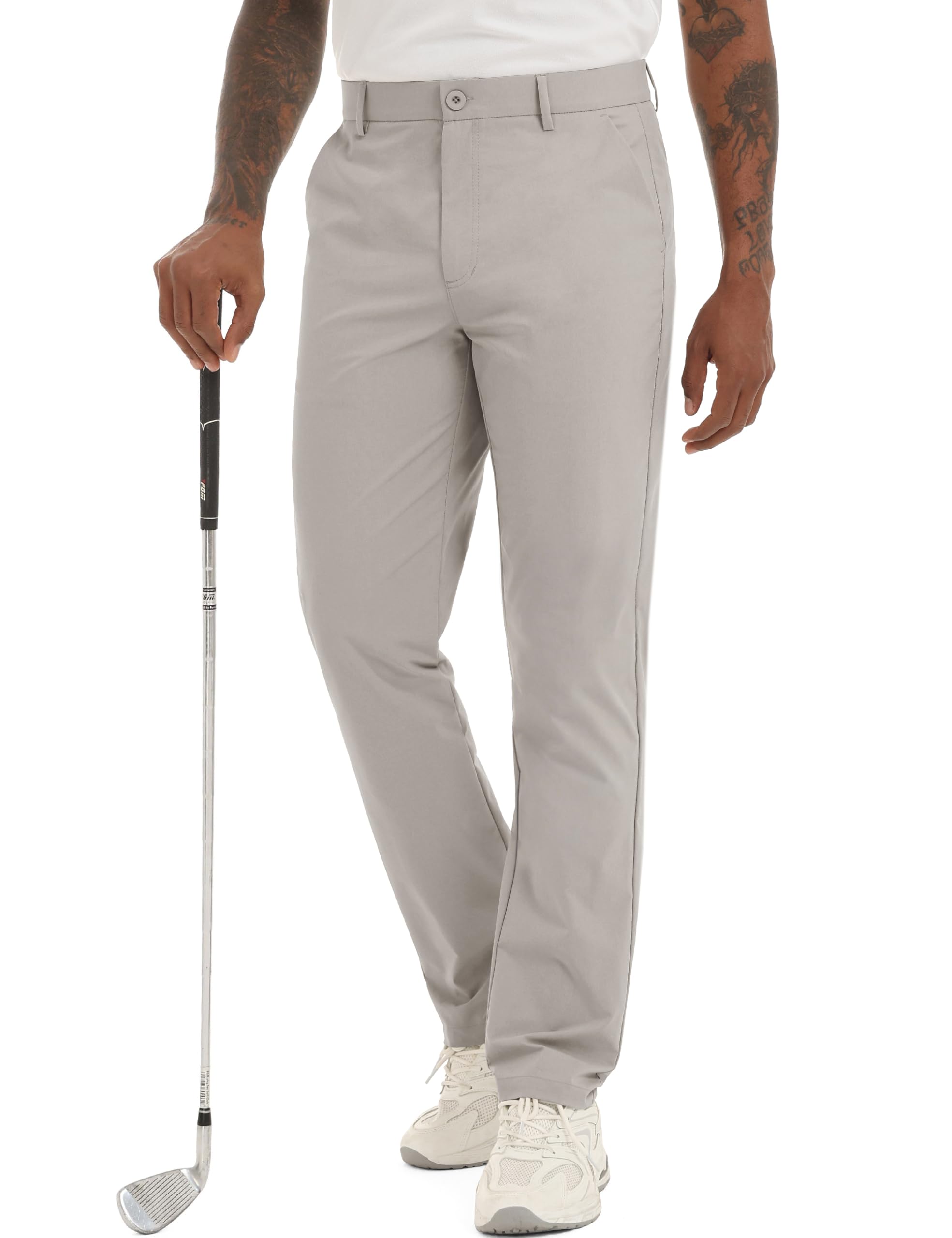 Lzzidou Mens Golf Pants Classic Fit - Quick Dry Performance Trousers Water Resistant Lightweight Work Travel Slacks