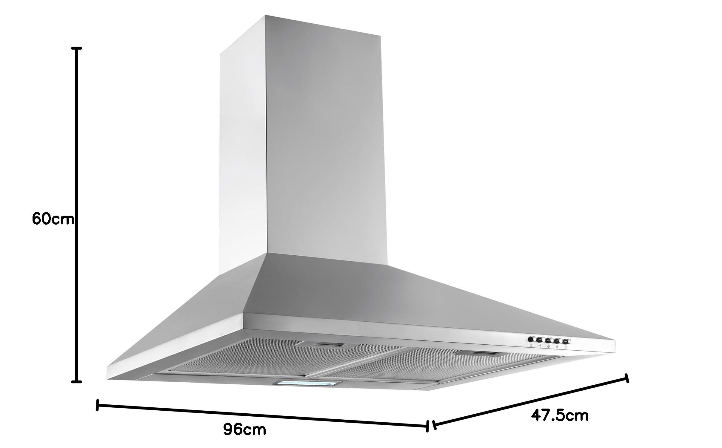Respekta Dunstabzugshaube 60 cm Edelstahl Abluft Umluft CH22058IX-B 59-64 dB