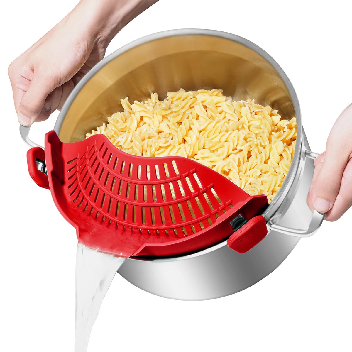 AUOON Pot Strainer Clip on Silicone, Large 10.45 x 4.33 in, Red