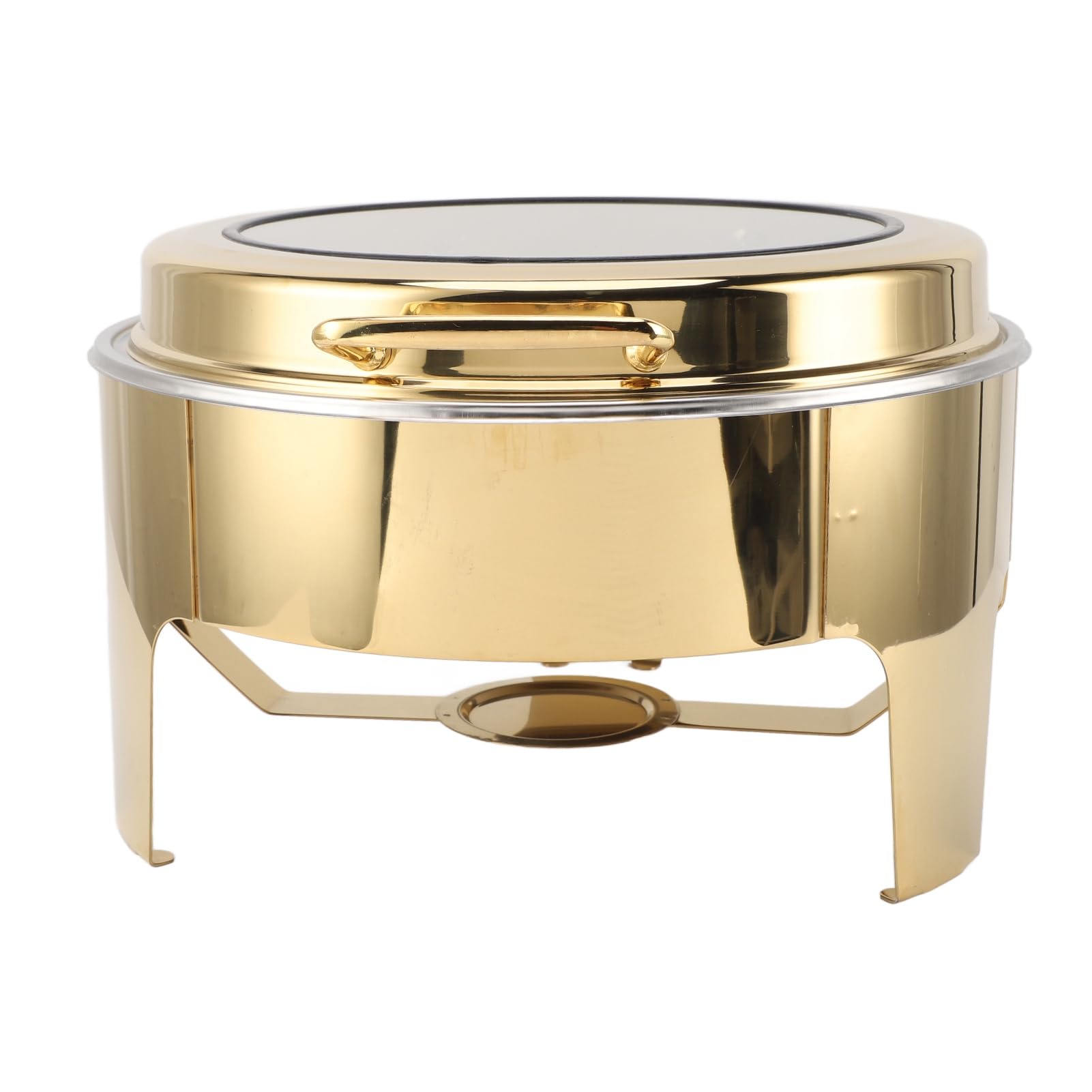 Cryfokt 6L Rotondo Chafing Dish Buffet, Coperchio in Vetro, Acciaio Inox