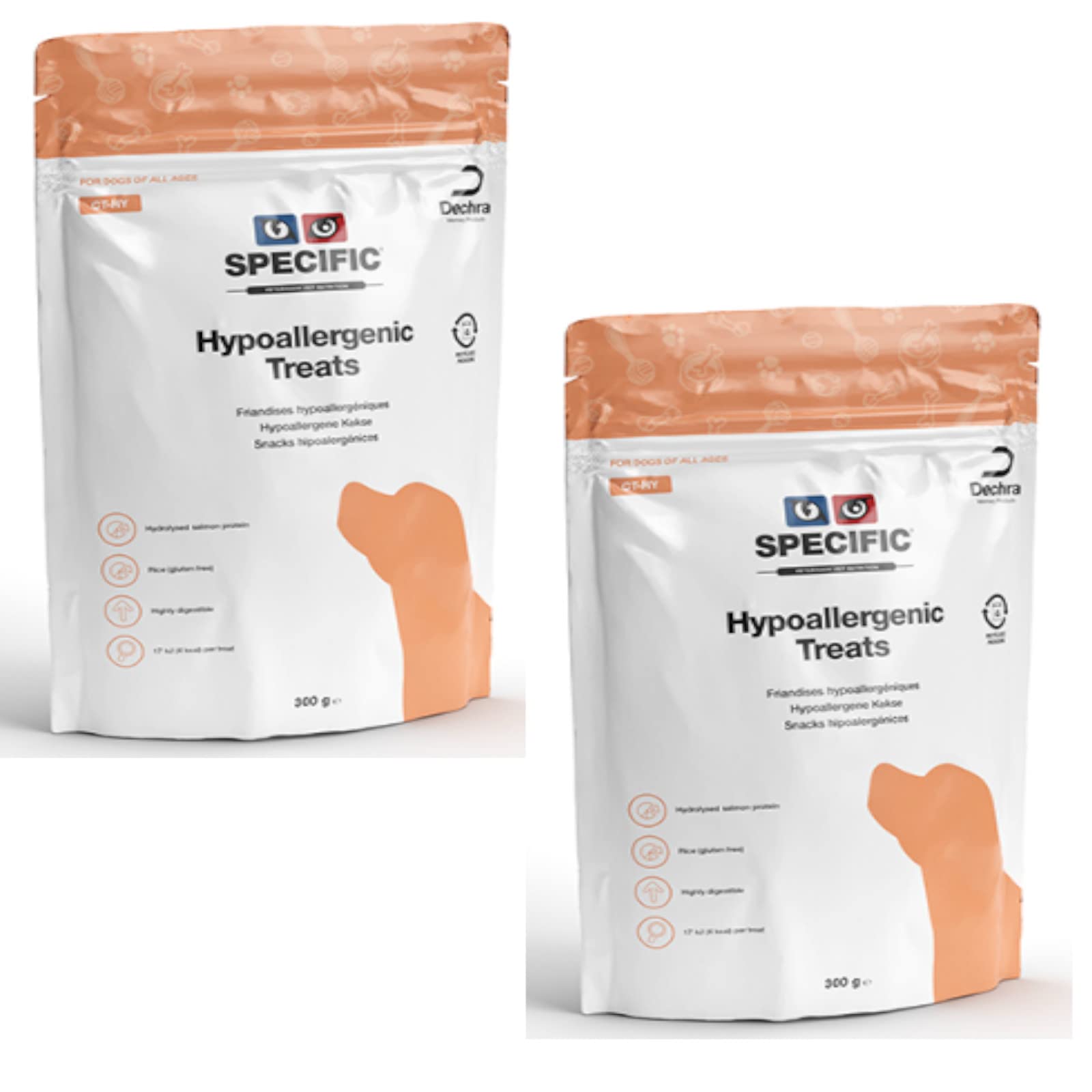 Specific CT-HY - Tratamientos hipoalergénicos para perros (2 paquetes de 300 g)