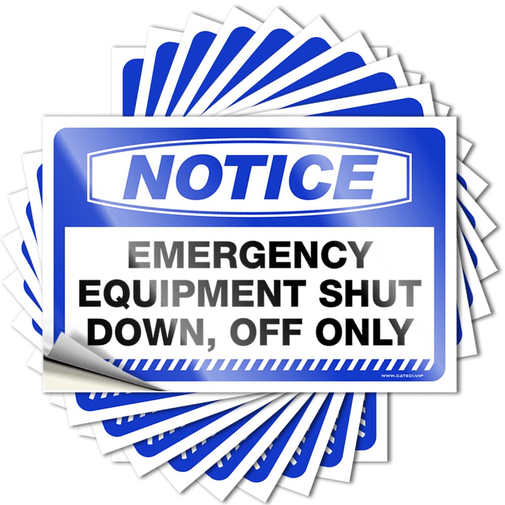 Bumper Sticker Notice Emergency Equipment Shut Down, Off Only Stickers 10 Pcs Funny Home Decor Funny Sticker(12X18CM)