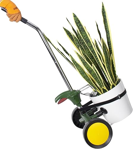 EZwoks Carrito de plantas con ruedas resistente, rodillos de brazo de agarre ajustables para plantas al aire libre, se adapta a macetas de 8 a 30