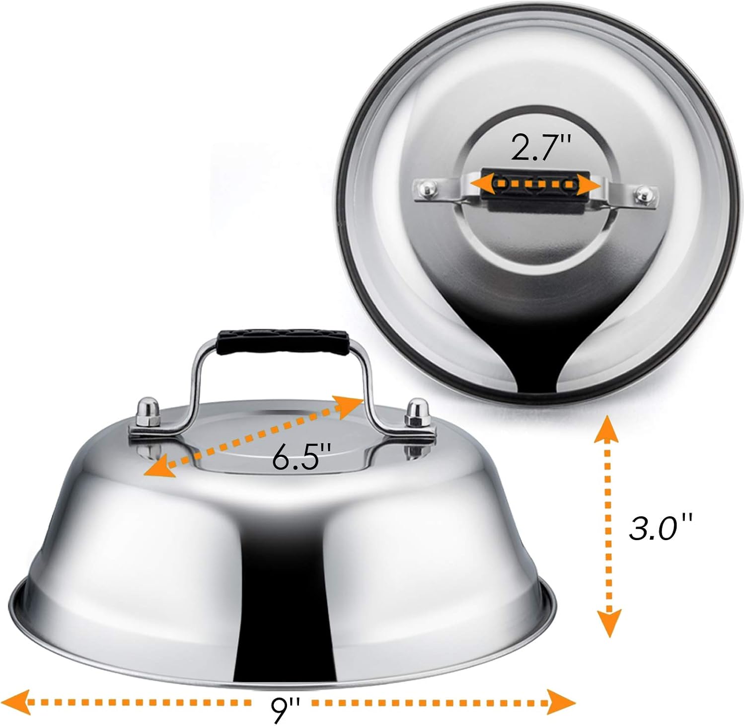 4Pack Cheese Melting Domes, Leonyo 9IN Heavy Duty Stainless Steel Basting Cover for Griddle, Durable Steaming Food Cover Teppanyaki Flat Top Griddle Grill Accessories, Dishwasher Safe