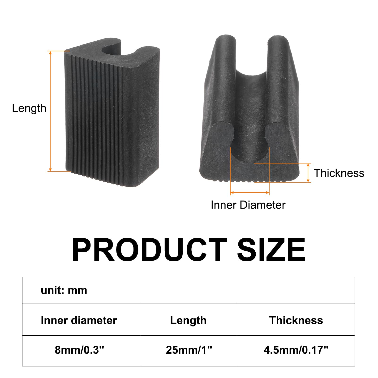 uxcell 20 Pcs Chair Foot U Shaped Floor Glides, 25mm Plastic Chair Leg Caps, Non-Slip Chair Foot Pads for Chair Legs Black - Image 2