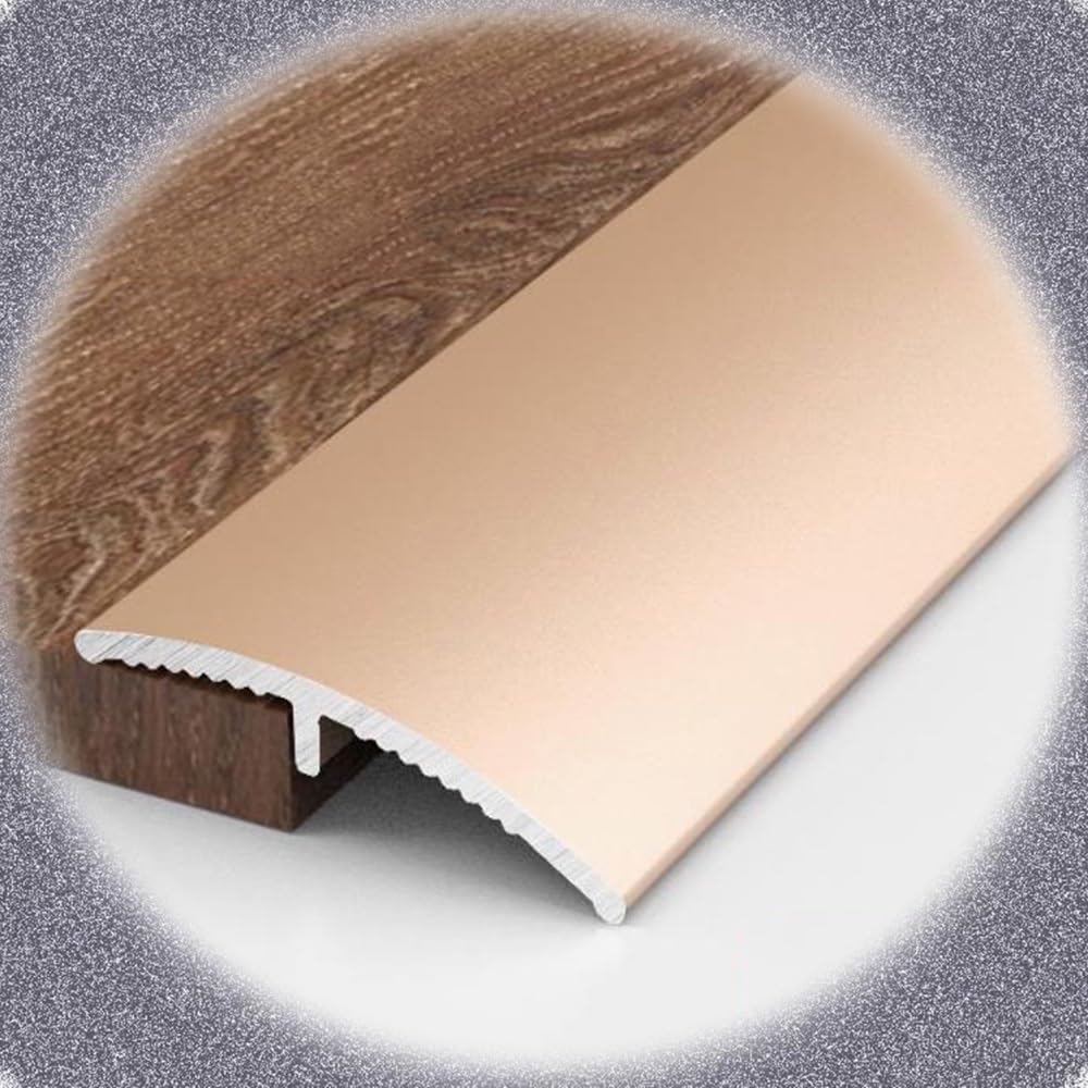 Metal Floor Transition Strip 35.4in/90cm Aluminum Floor Edging Trim Strip, Waterproof Threshold Reducer Gap Covering Joining Strips(Rose)