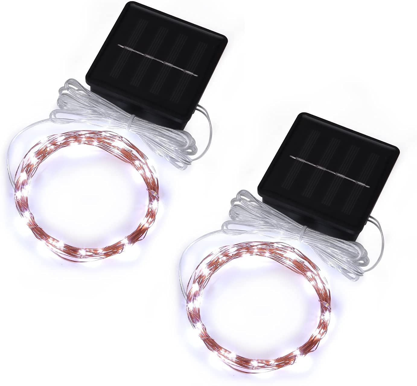 Topfashion+ Solar Mini Teeny winzige Lichter, Sternen String Licht für Garten Fee, Baum, Geländer, Arbor, Zaun, 16 Fuß 50 LEDs, 2 Pack,Kaltes Weiß