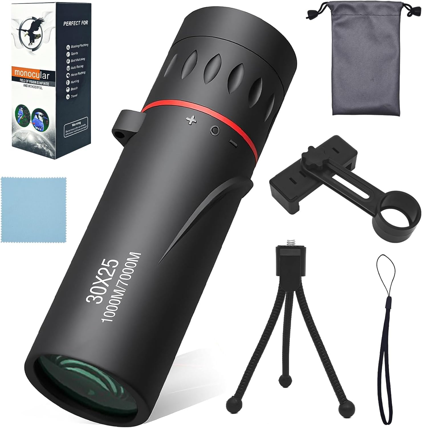 Telescopio Monocular 30X25,Portátil Monocular con Tripod,Mini Impermeable Telescopio Monocular,para Observación De Aves, Caza, Viajes, Conciertos