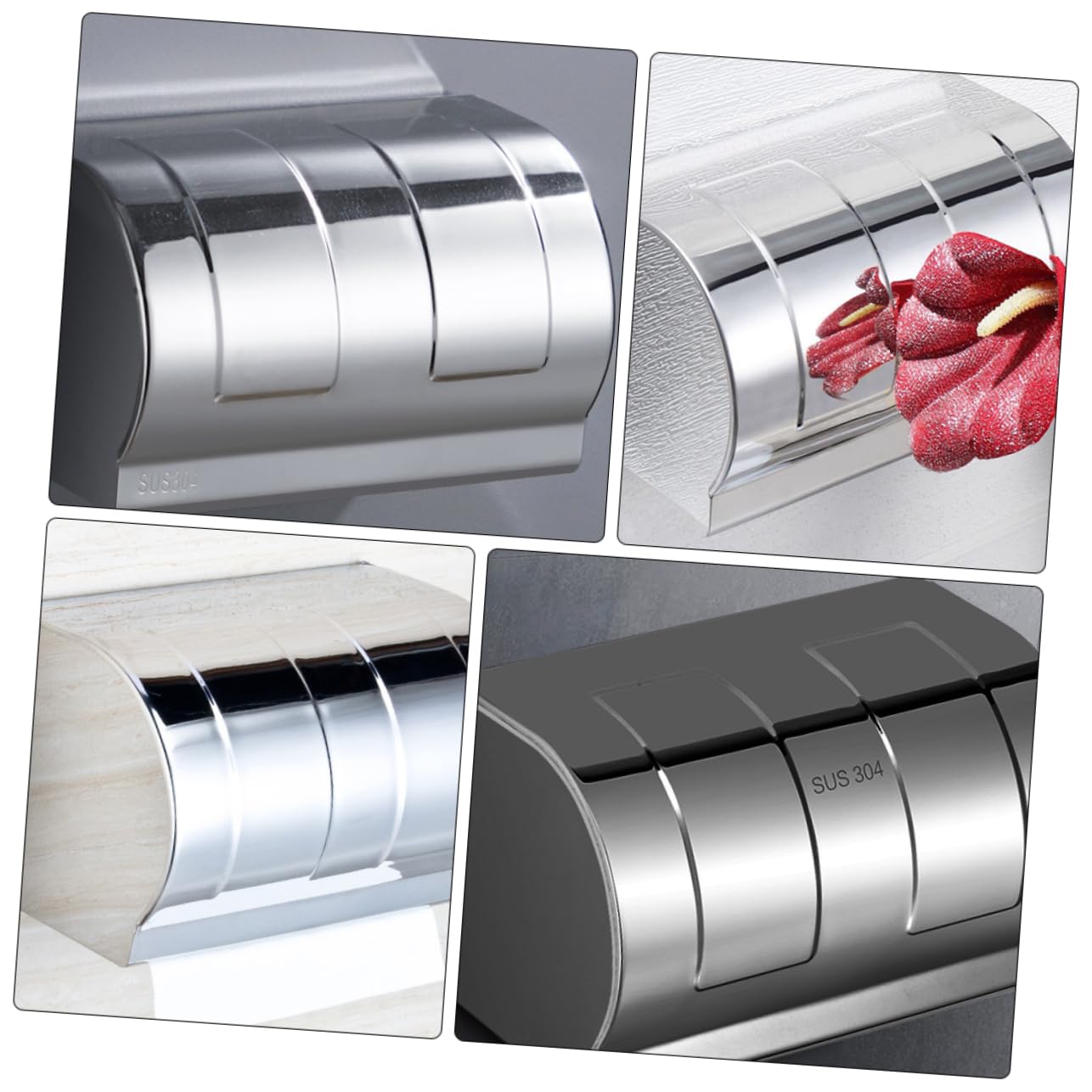 LIFKOME Portarotolo e Contenitore per Carta Igienica da Parete in Acciaio Inox Argento, senza Foratura, Facile da Lavare, per Bagno e Hotel